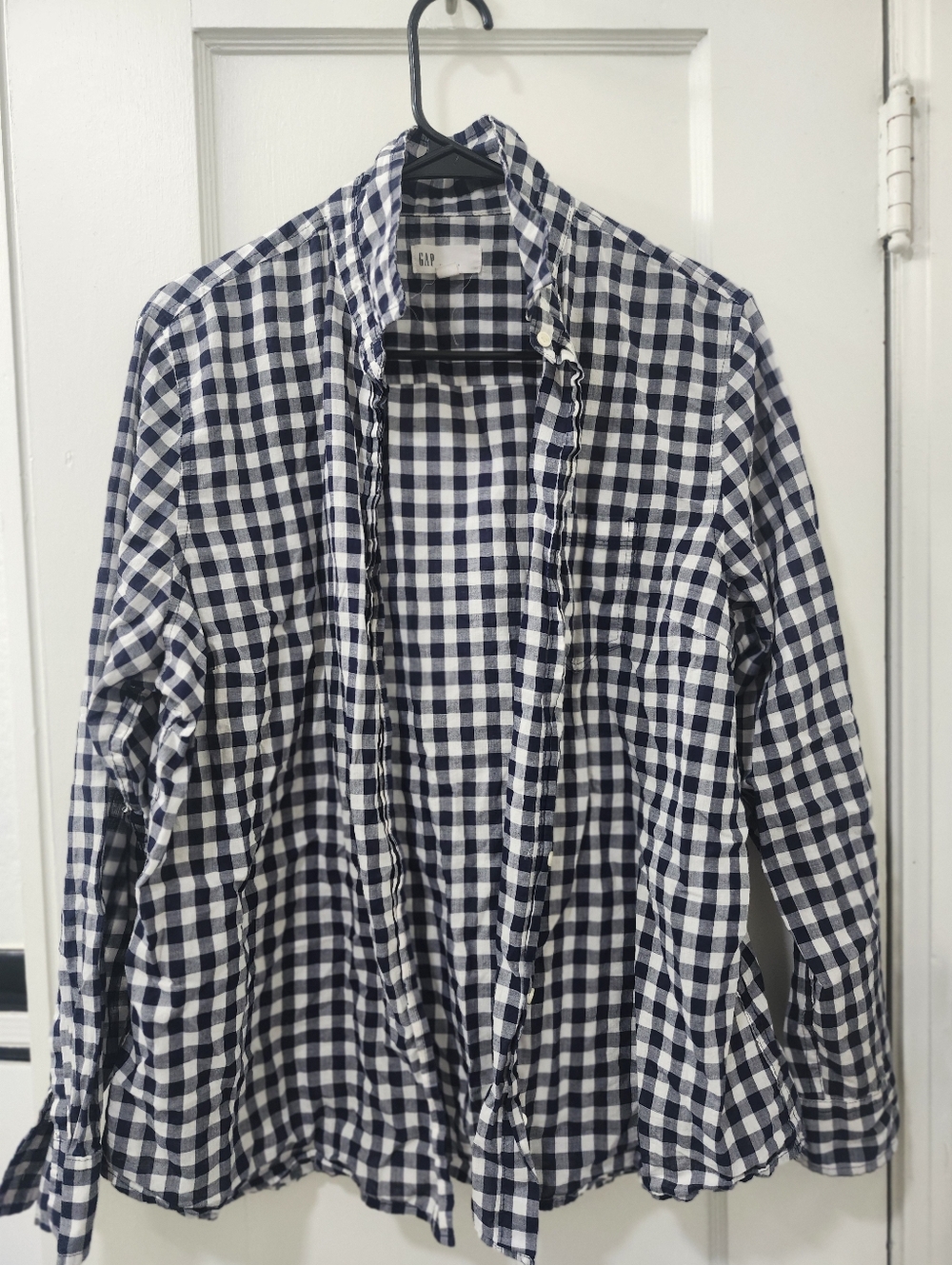GAP Navy and White Gingham Shirt